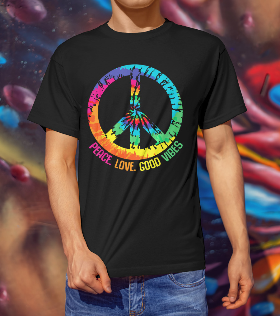Tie Dye Peace Sign Love Good Vibes T-Shirt