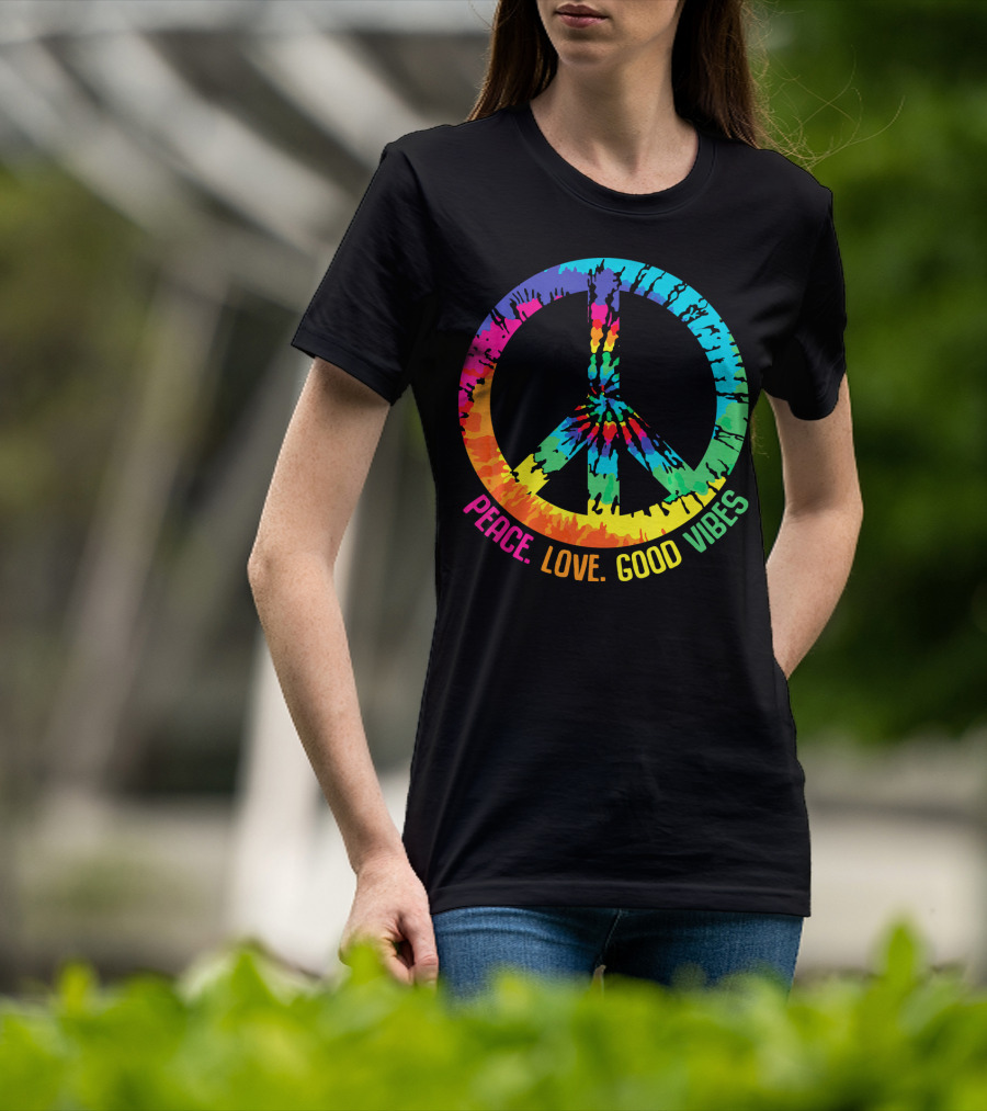 Tie Dye Peace Sign Love Good Vibes T-Shirt