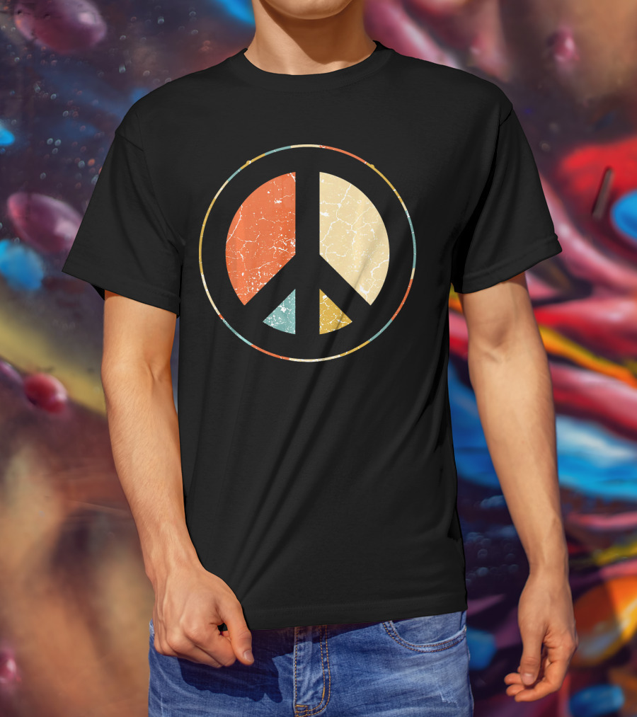 Peace Symbol Retro Tie Dye 60s 70s Hippie T-Shirt