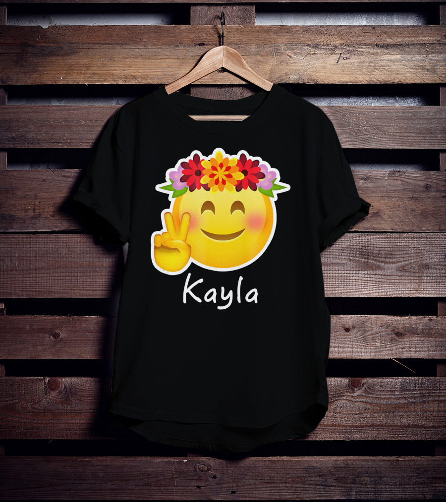 Kayla Hippie Flower Power Peace Sign Emoticon T-Shirt