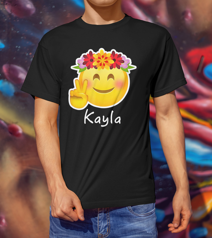 Kayla Hippie Flower Power Peace Sign Emoticon T-Shirt