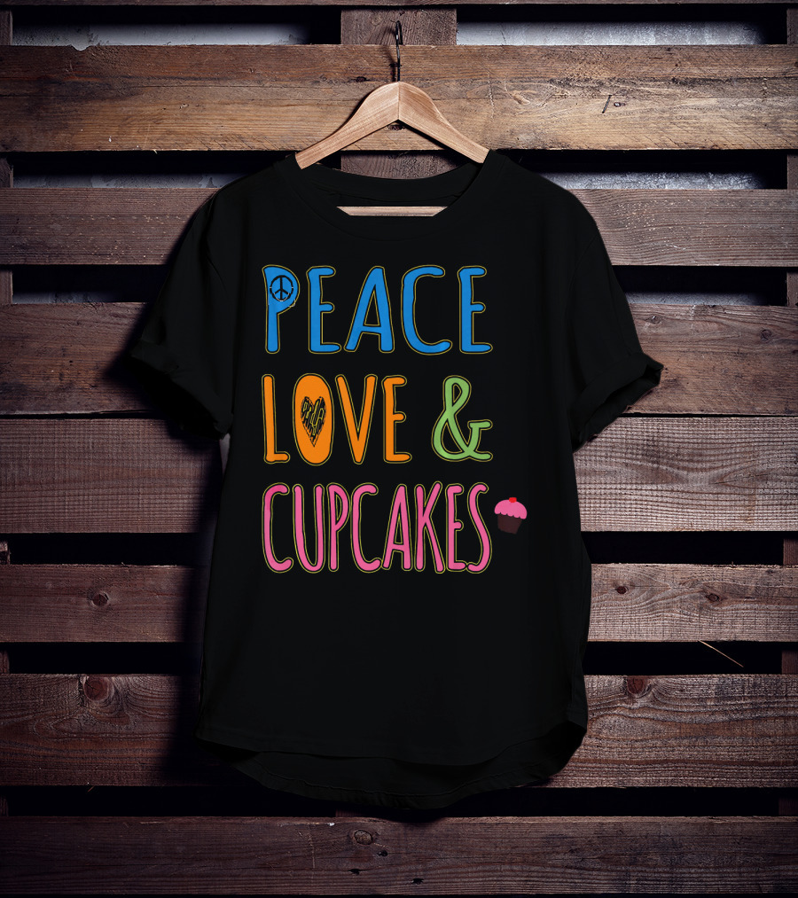 Peace Love And Cupcakes With Pink Frosting Cupcake T-Shirt