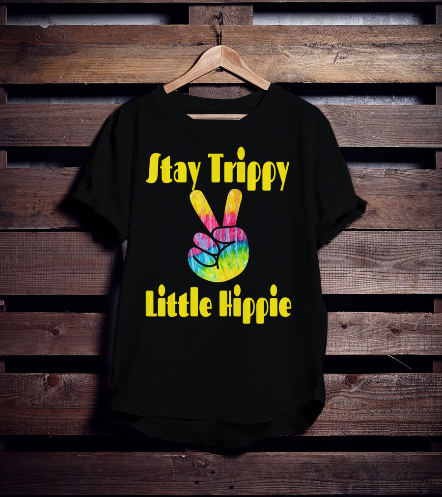 Stay Trippy Little Hippie Tie-Dye Peace Sign Retro T-Shirt