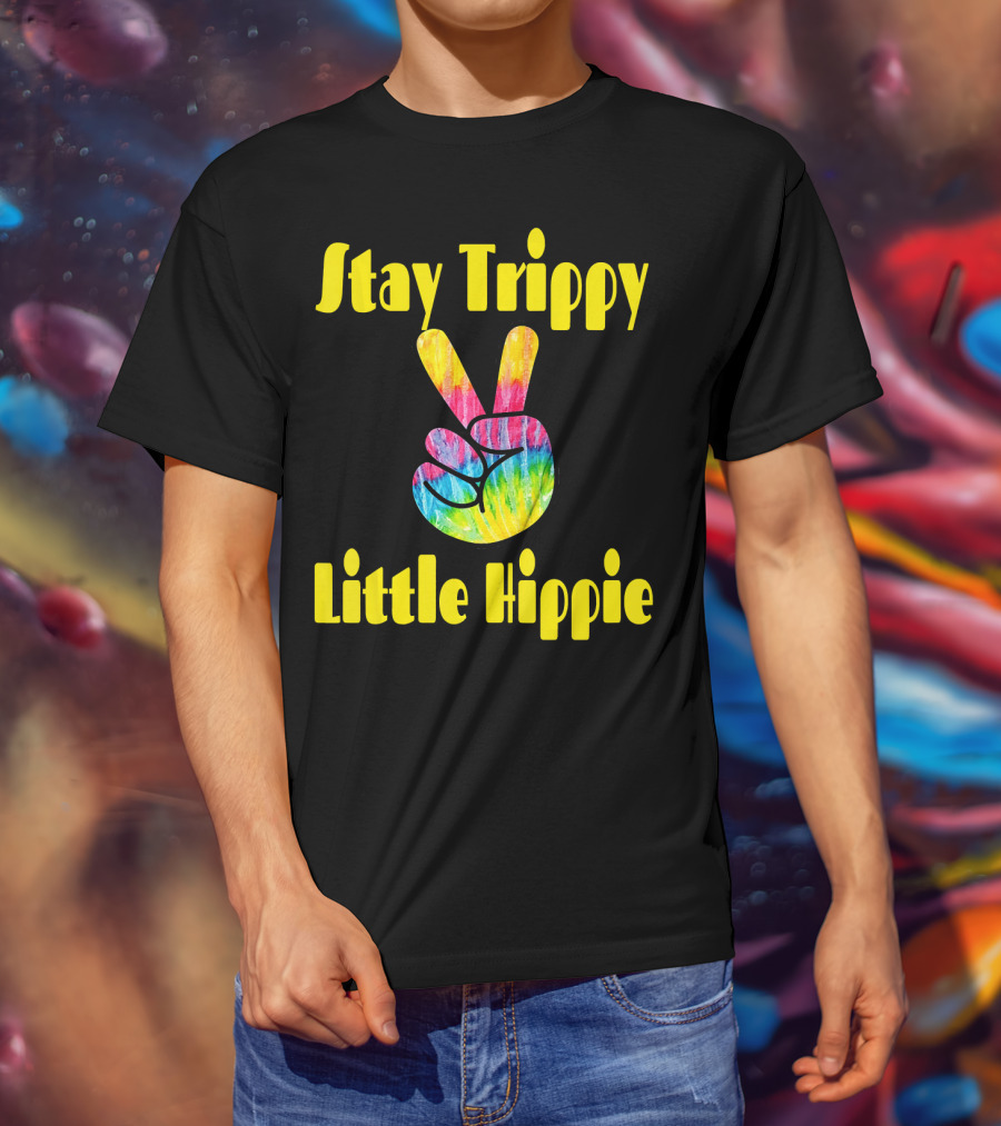 Stay Trippy Little Hippie Tie-Dye Peace Sign Retro T-Shirt