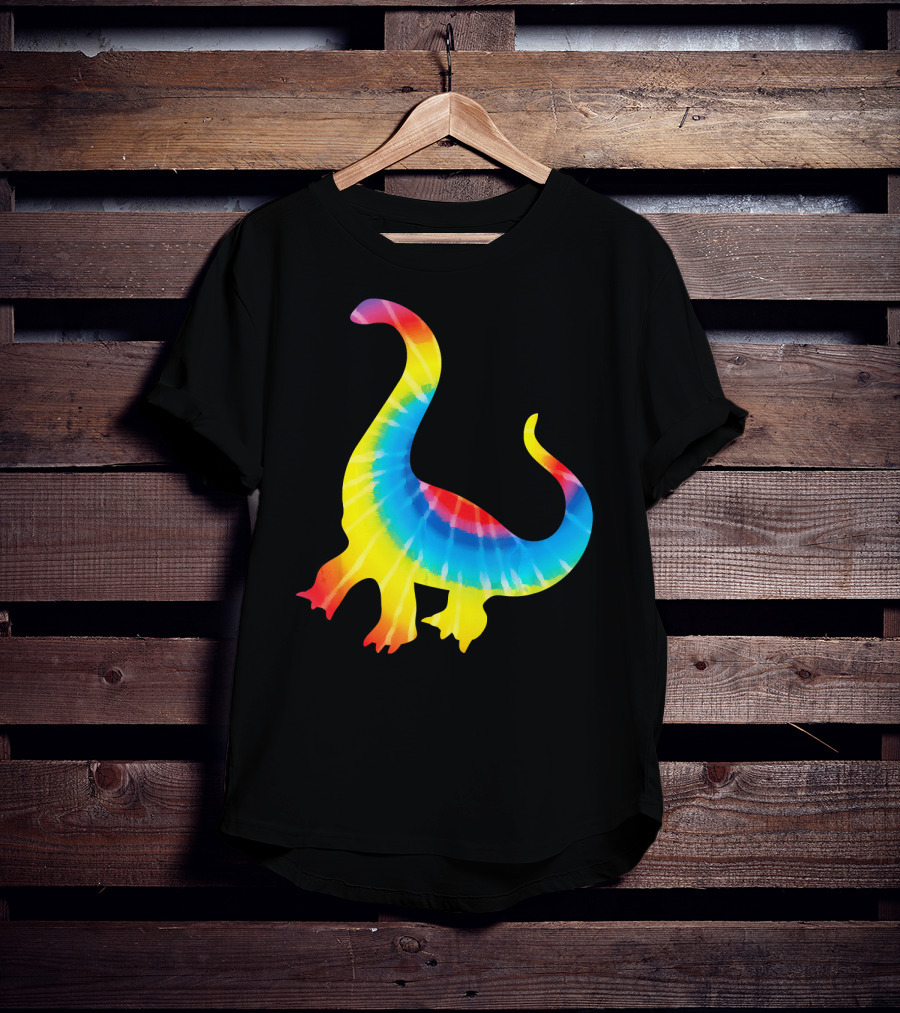 Tie Dye Rainbow Dinosaur Print Rex Hip T-Shirt