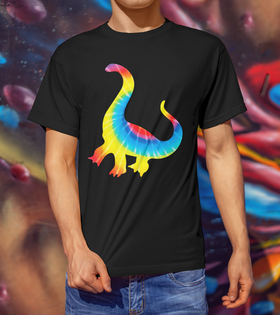 Tie Dye Rainbow Dinosaur Print Rex Hip T-Shirt