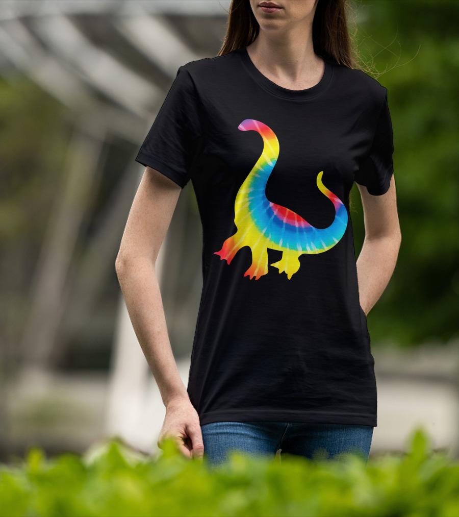 Tie Dye Rainbow Dinosaur Print Rex Hip T-Shirt