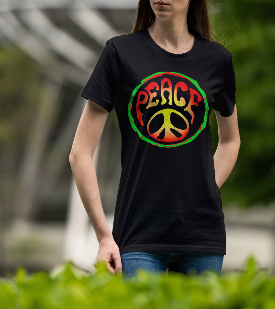Rasta Peace Sign 60s Hippie T-Shirt