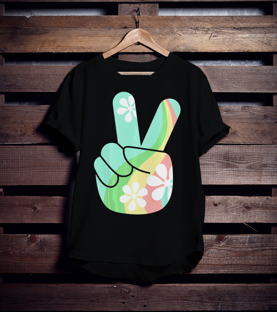 Retro Vintage Peace Sign Hippie 70s Flower Power Vibes T-Shirt