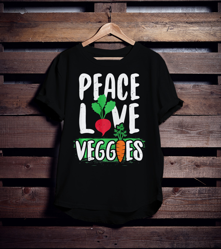 Peace Love Veggies Vegetarian Carrot And Radish T-Shirt