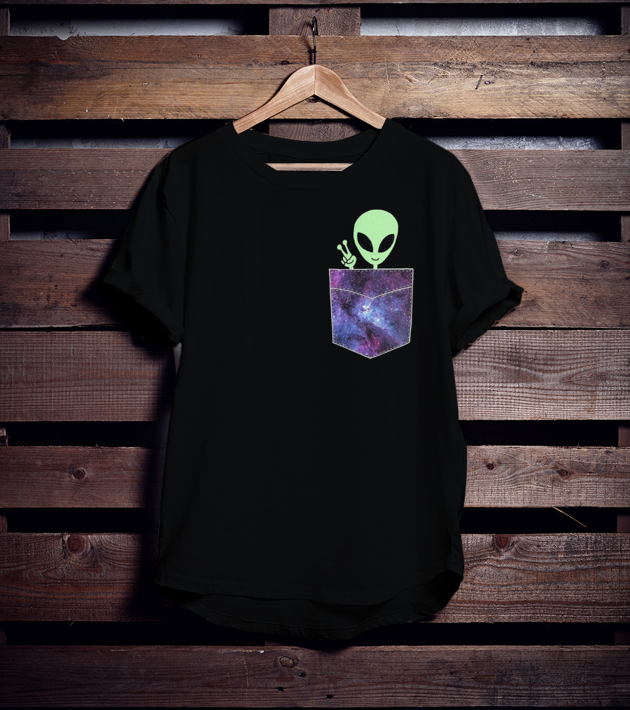 Alien Pocket UFO From Cosmic Galaxy Peace T-Shirt