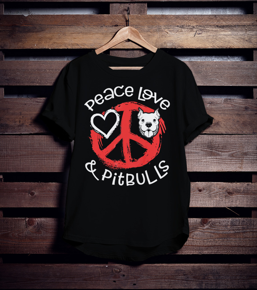 Peace Love And Pitbulls Heart Dog Lovers T-Shirt