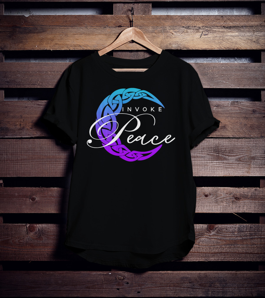 Invoke Peace Celtic Wiccan Crescent Moon T-Shirt