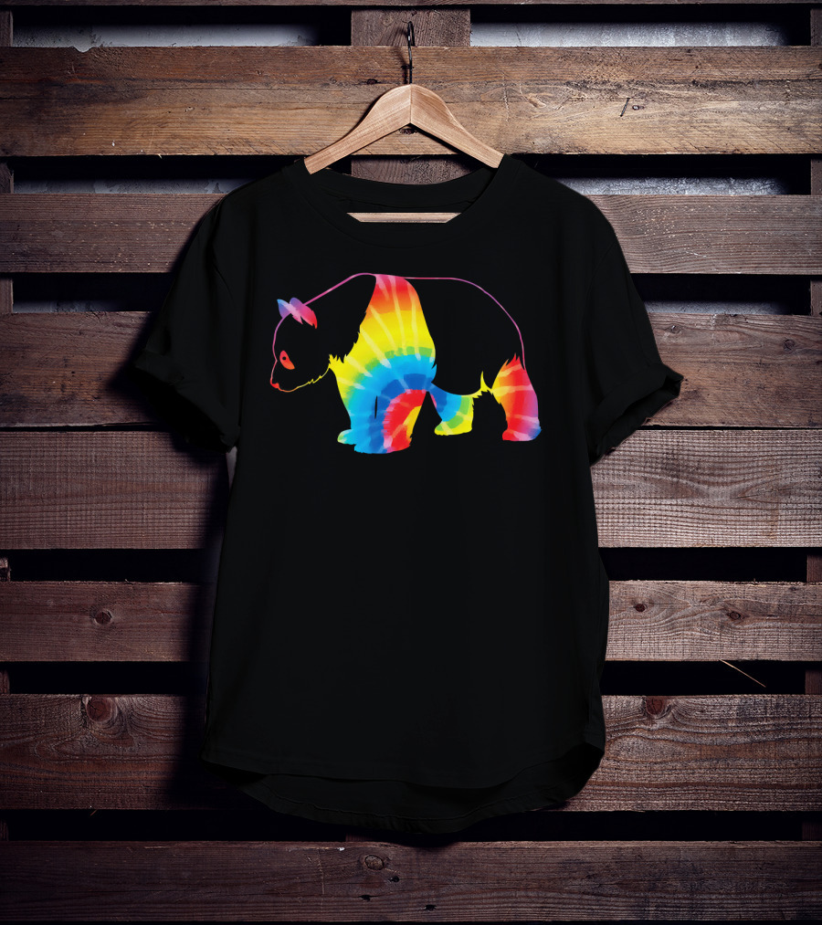 Tie Dye Rainbow Giant Panda Print T-Shirt