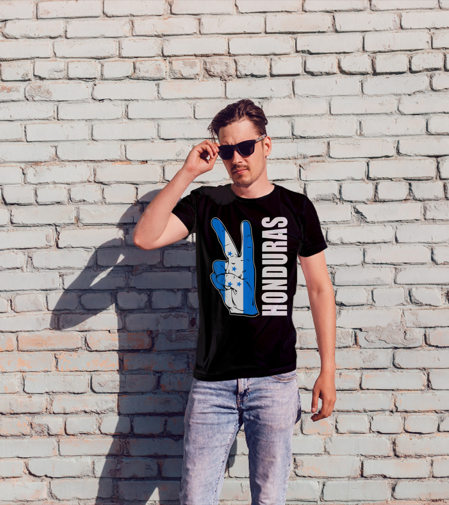 Peace In Honduras Love Hondura Honduran Flag V Sign T-Shirt