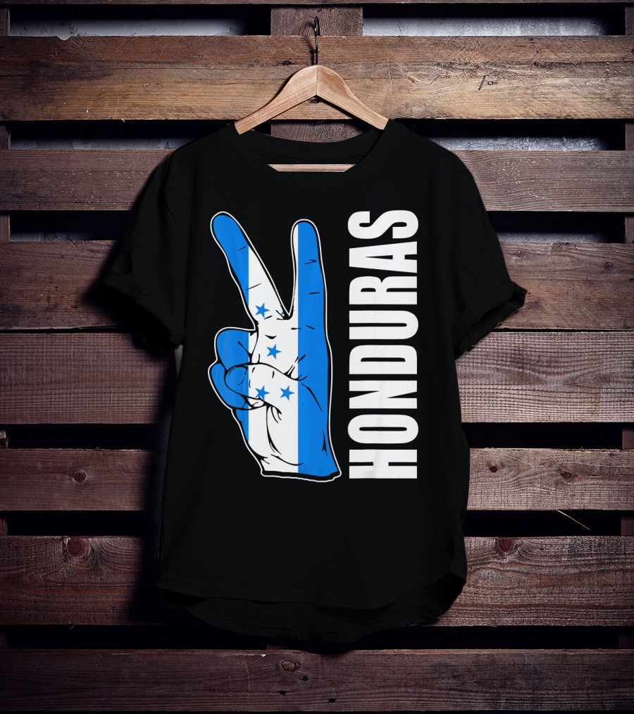 Peace In Honduras Love Hondura Honduran Flag V Sign T-Shirt