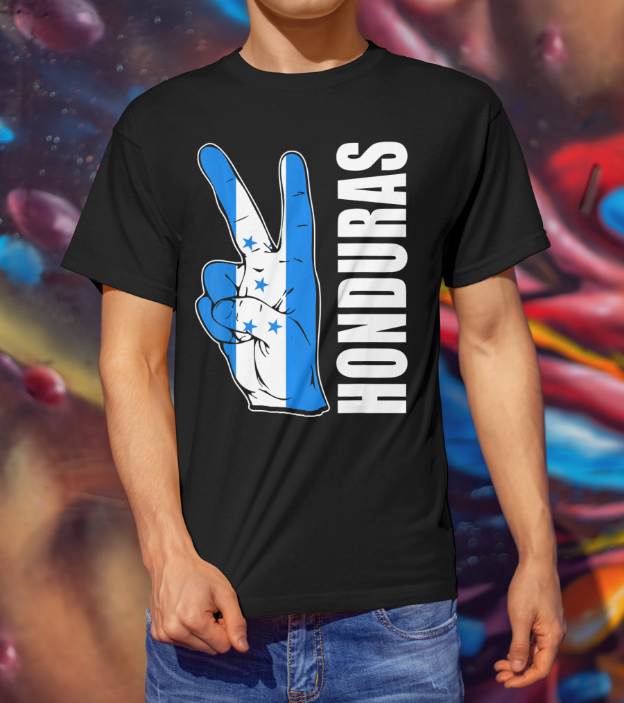Peace In Honduras Love Hondura Honduran Flag V Sign T-Shirt