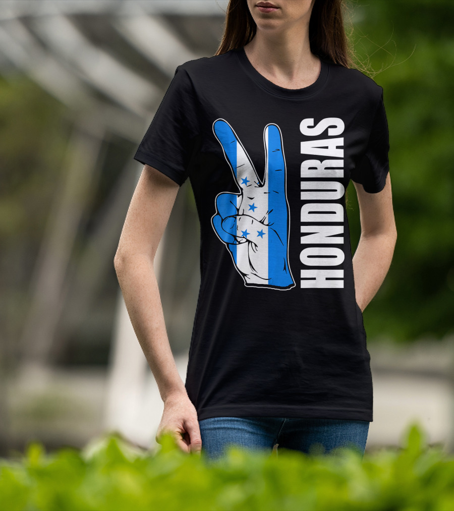 Peace In Honduras Love Hondura Honduran Flag V Sign T-Shirt