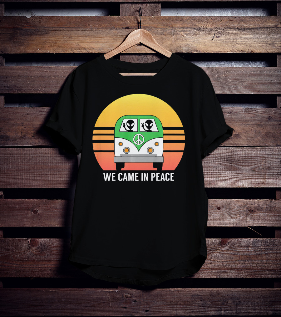 We Came In Peace Hippie Bus Alien Retro Sunset T-Shirt