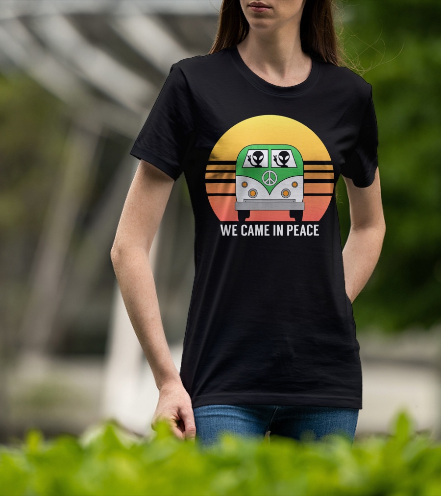 We Came In Peace Hippie Bus Alien Retro Sunset T-Shirt