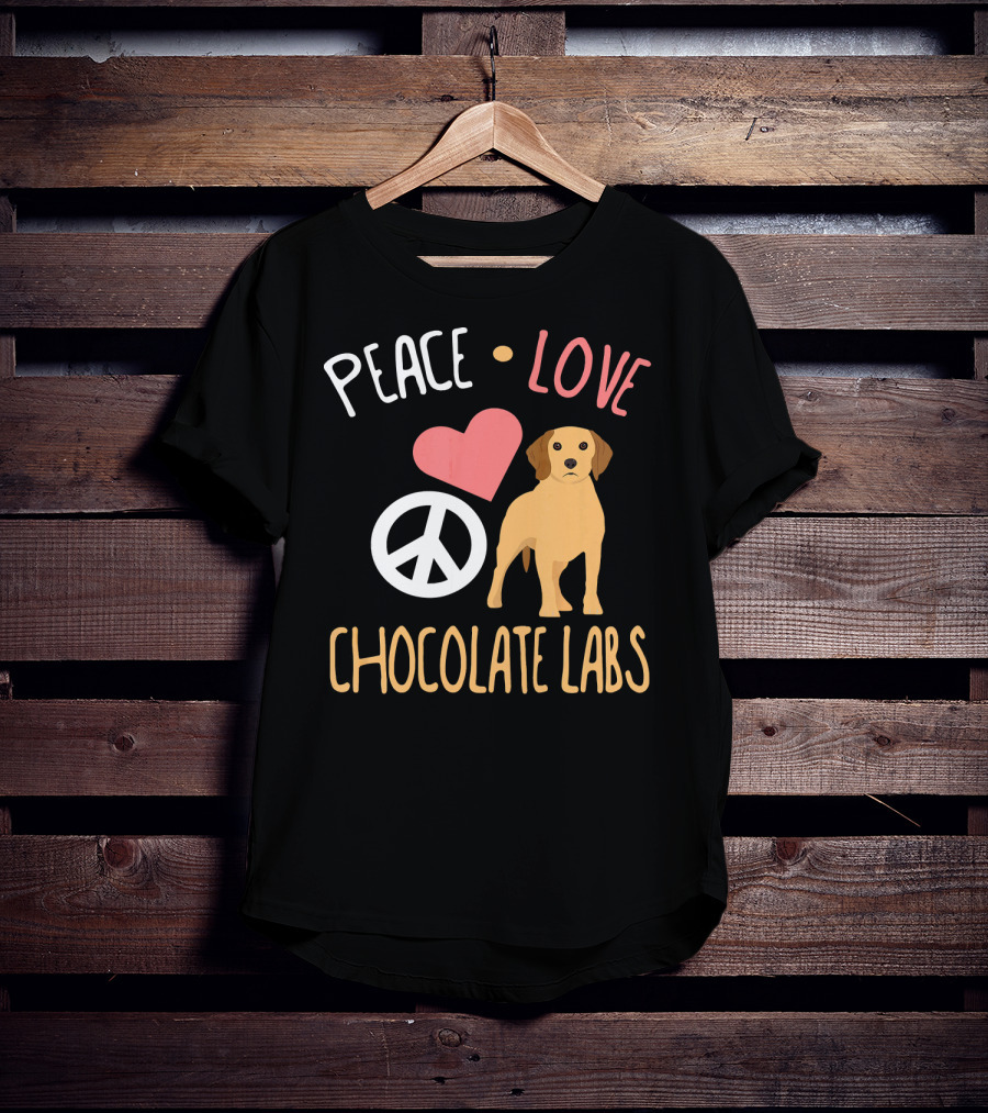 Peace Love Chocolate Labs With Heart And Peace Symbol Icons T-Shirt