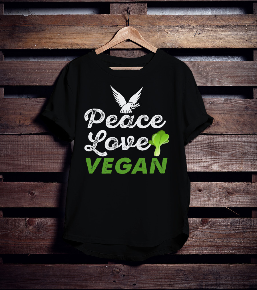 Peace Love Vegan Dove Leaf T-Shirt