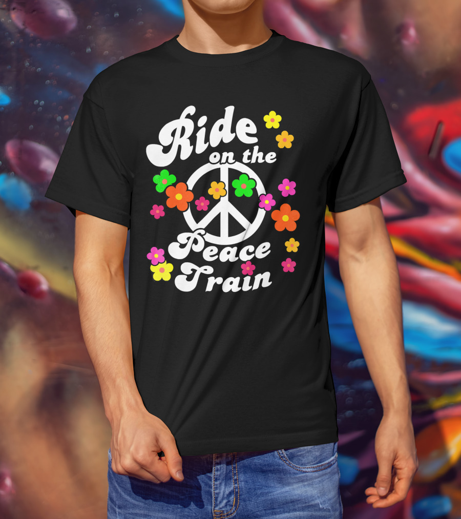 Ride On The Peace Train Flower Power T-Shirt