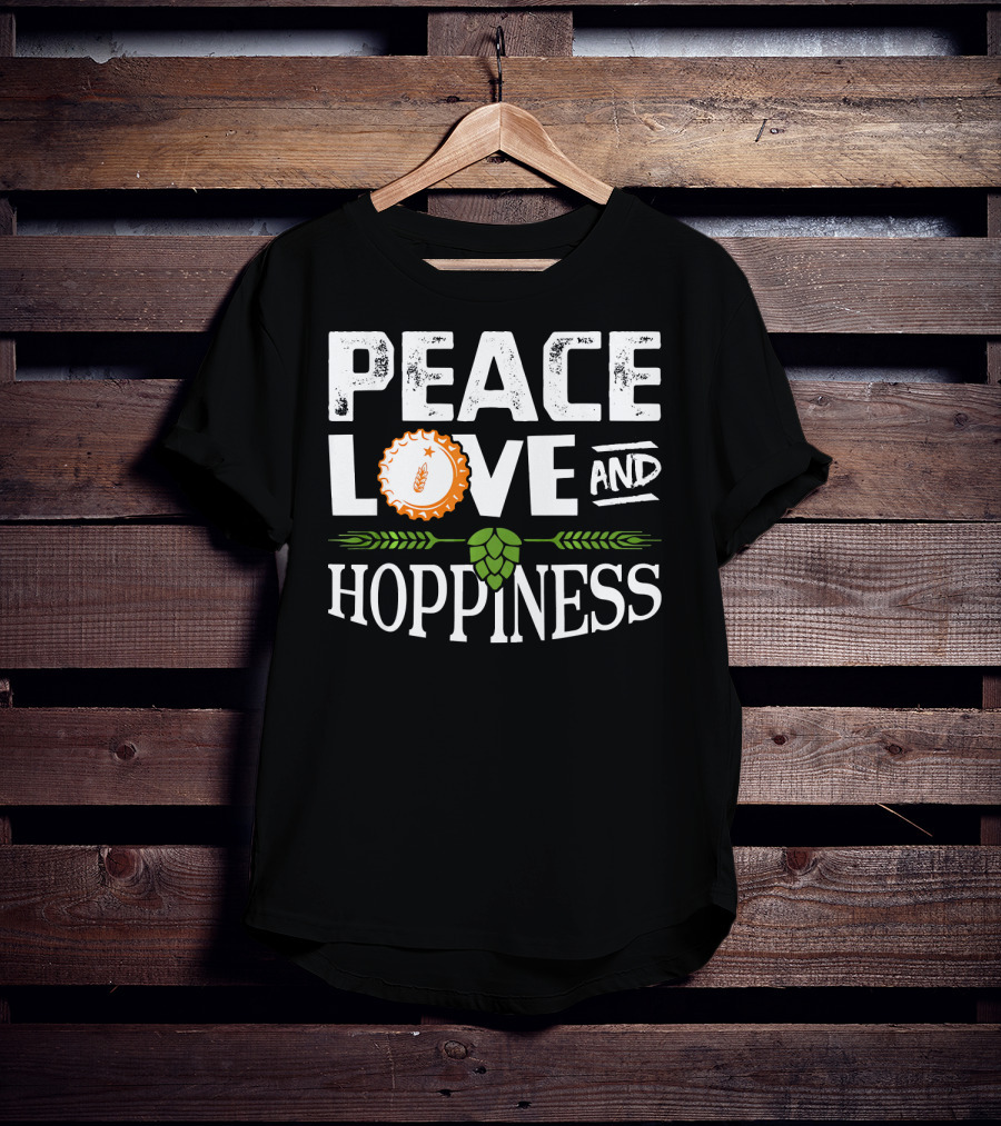Peace Love And Hoppiness Craft Beer IPA Cappuccino Cup Wheat Symbol Hops T-Shirt