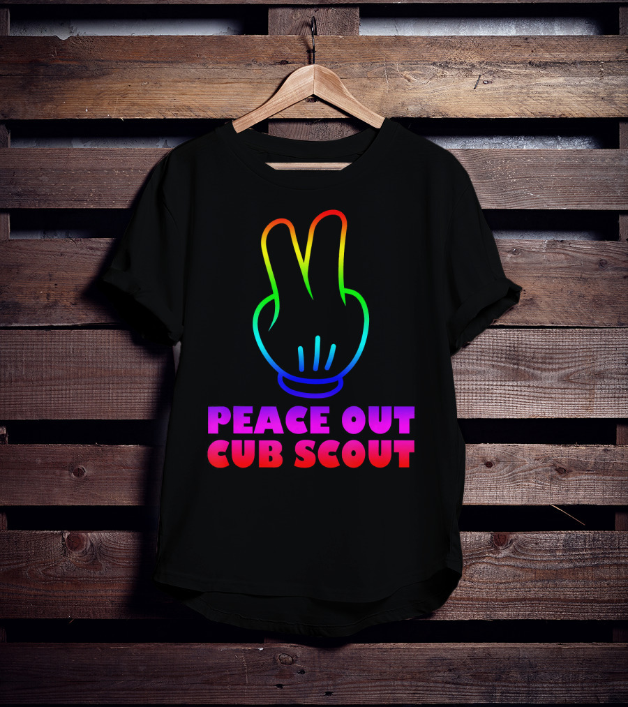 Peace Out Cub Scout Rainbow Hand Gesture T-Shirt