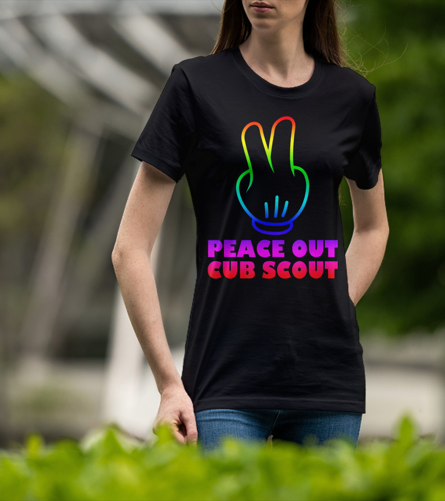 Peace Out Cub Scout Rainbow Hand Gesture T-Shirt