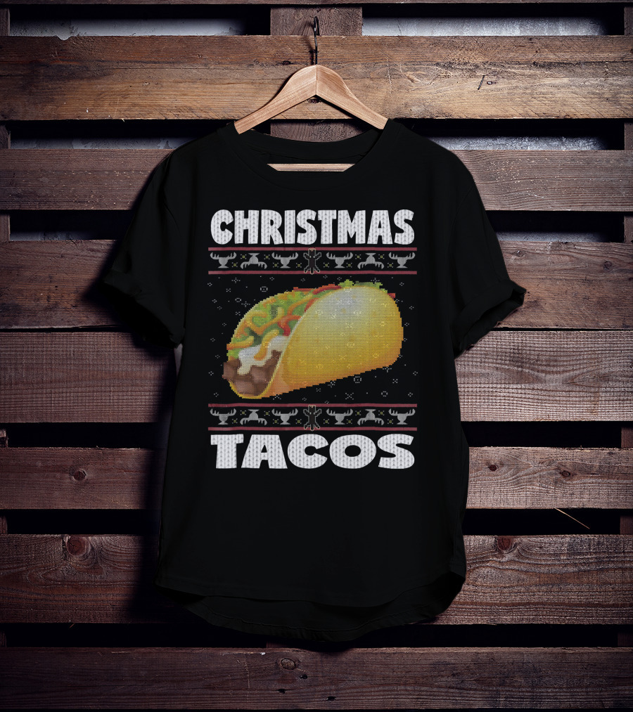 Christmas Tacos Ugly Sweater Funny Holiday T-Shirt