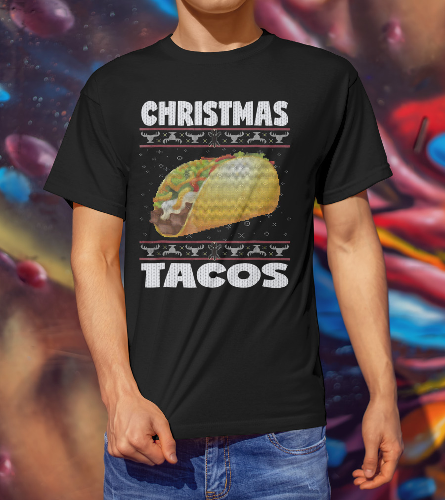 Christmas Tacos Ugly Sweater Funny Holiday T-Shirt
