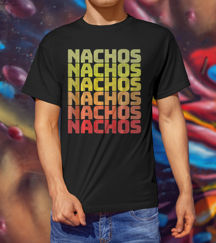 Nachos Retro Funny Tuesday Tacos Repeated Nachos Text T-Shirt