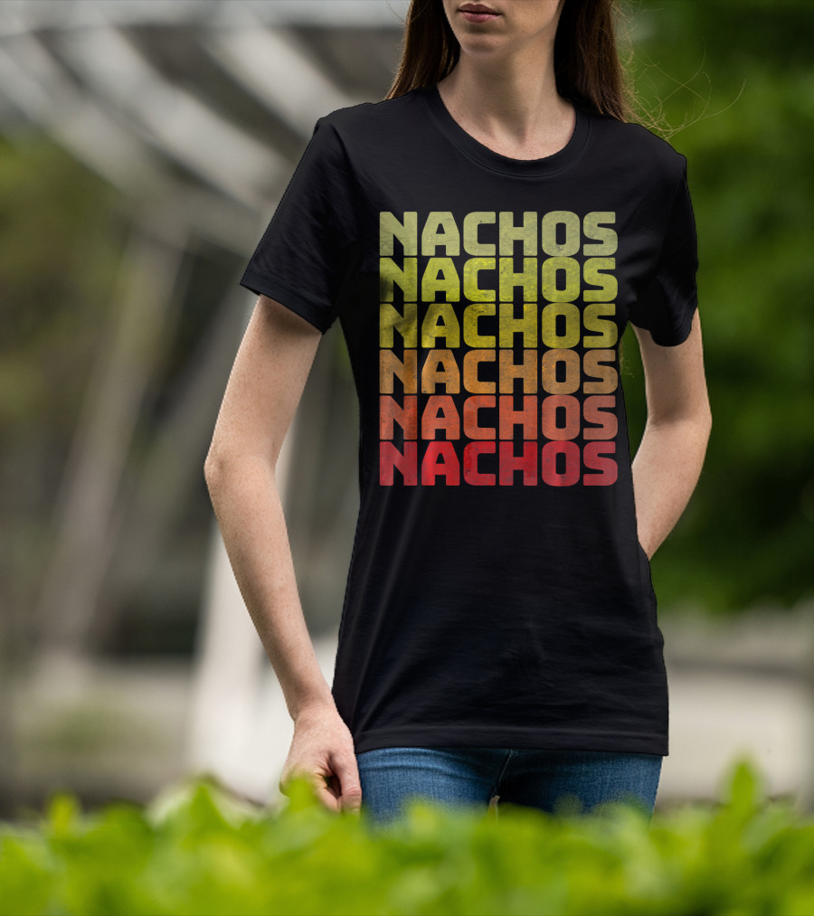 Nachos Retro Funny Tuesday Tacos Repeated Nachos Text T-Shirt