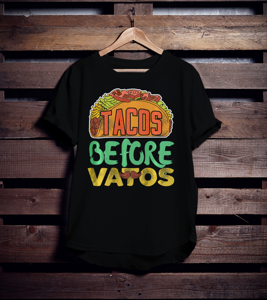 Tacos Before Vatos Funny Taco Tuesday Mustache T-Shirt