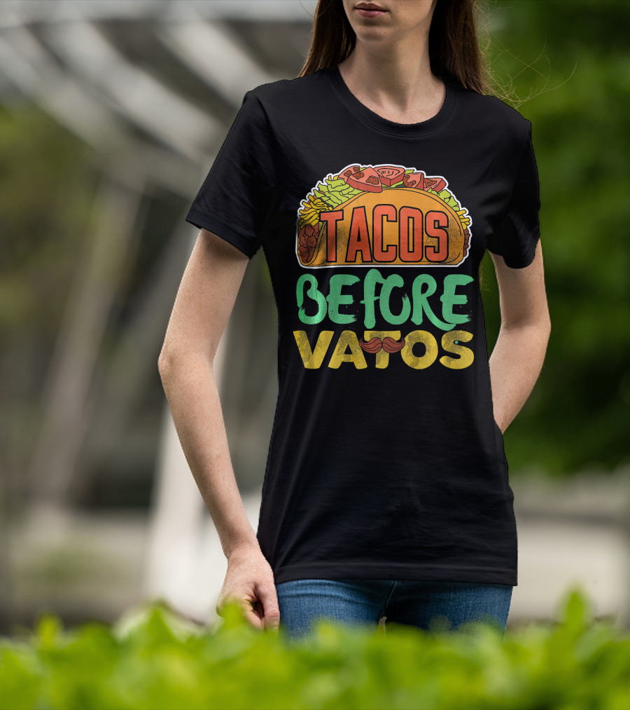 Tacos Before Vatos Funny Taco Tuesday Mustache T-Shirt
