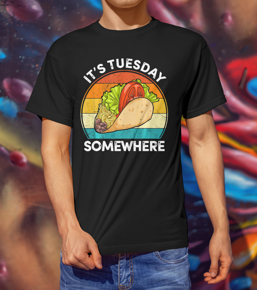 It's Tuesday Somewhere Vintage Taco Retro Stripes T-Shirt