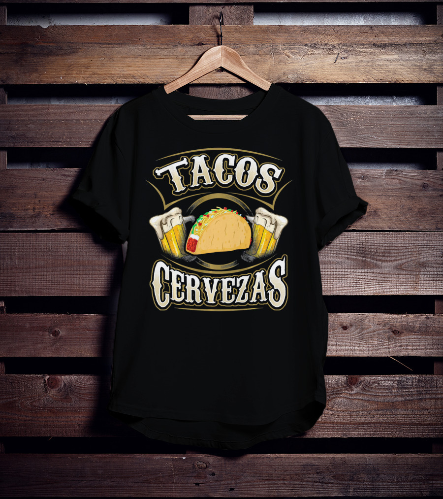 Tacos Cervezas With Taco And Beer Glasses T-Shirt