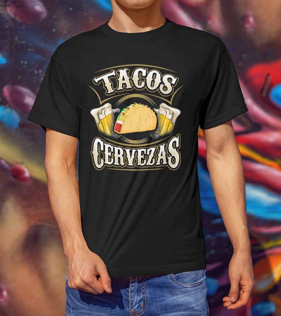 Tacos Cervezas With Taco And Beer Glasses T-Shirt