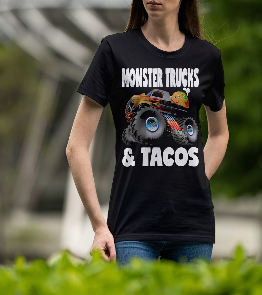 Monster Trucks And Tacos Funny Cute Taco Truck Adventure T-Shirt
