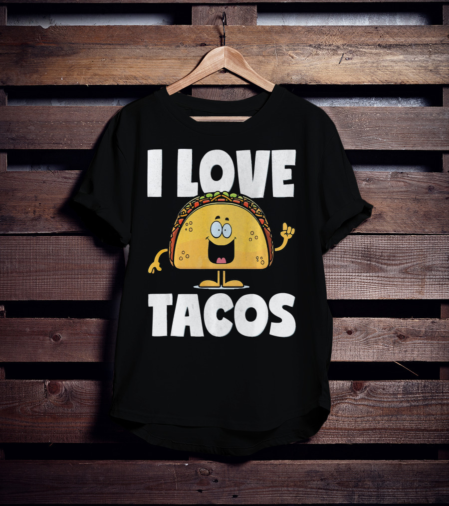 I Love Tacos Funny Vintage Retro Cute Taco Cartoon T-Shirt