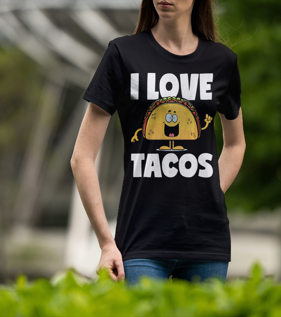 I Love Tacos Funny Vintage Retro Cute Taco Cartoon T-Shirt