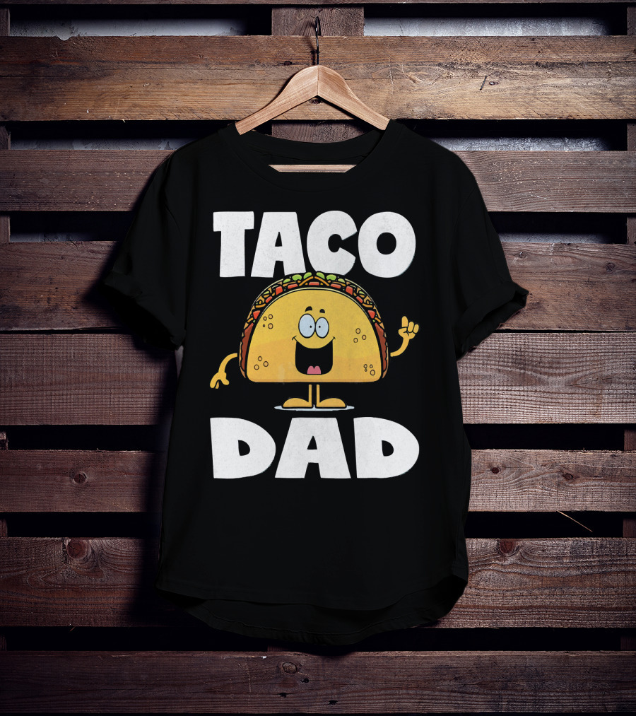 Taco Dad Funny Vintage Tacos Fathers Cartoon T-Shirt
