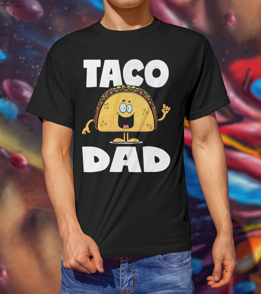 Taco Dad Funny Vintage Tacos Fathers Cartoon T-Shirt
