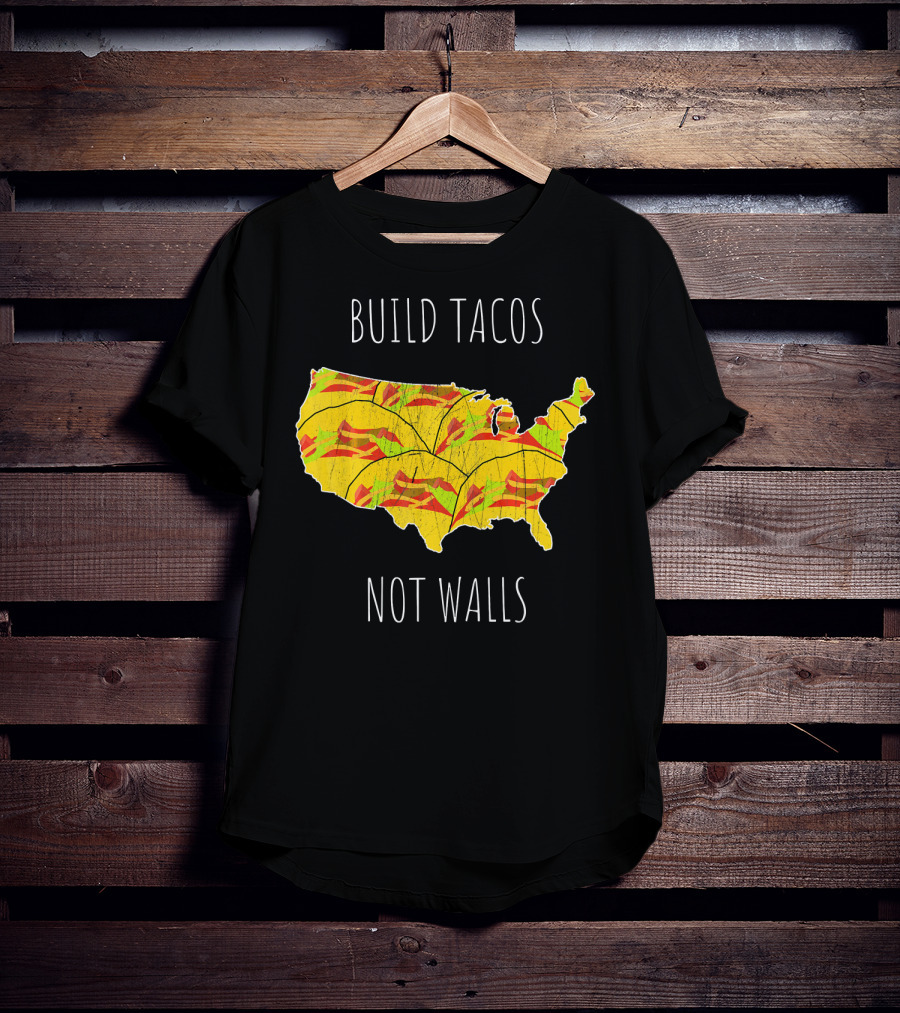 Build Tacos Not Walls USA Map T-Shirt