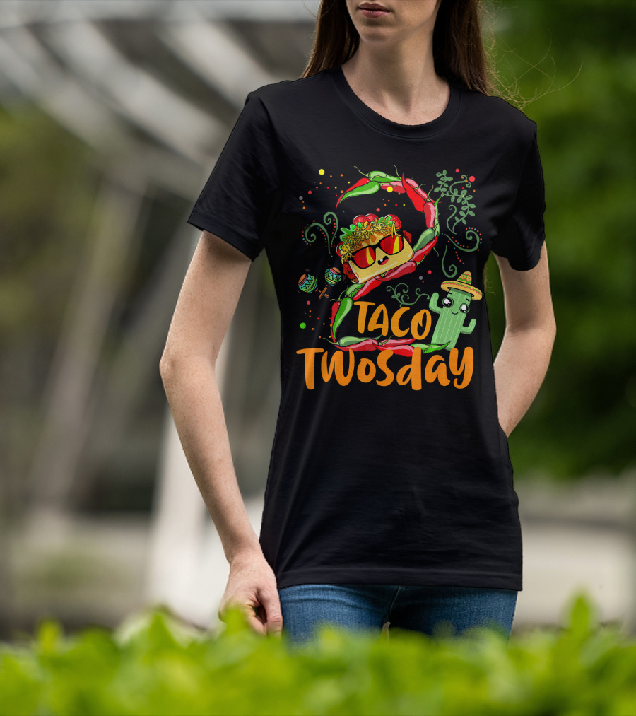 Taco Twosday 2nd Birthday Chili Hat Cactus Maracas T-Shirt