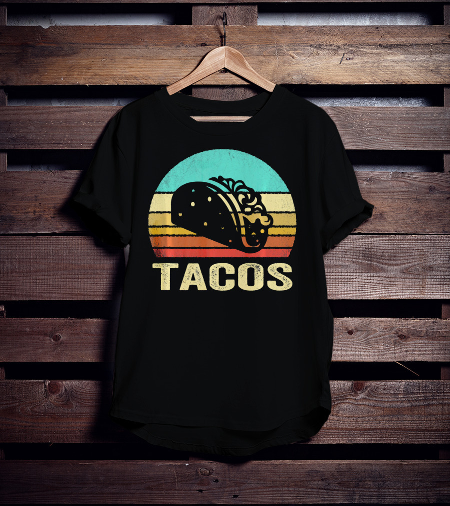 Vintage Tacos Retro Sunset Stripes T-Shirt