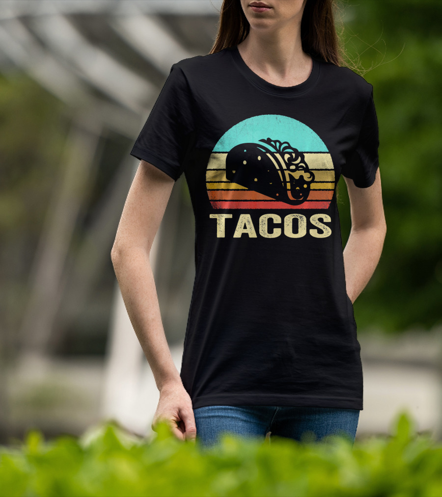 Vintage Tacos Retro Sunset Stripes T-Shirt