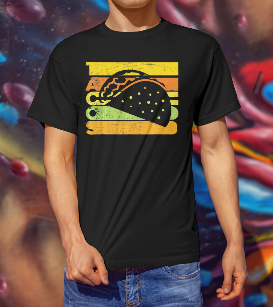 Vintage Retro Style Tacos Funny Ta Stripes Taco T-Shirt