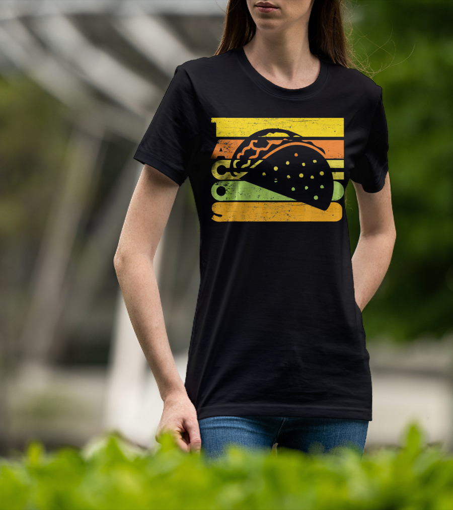 Vintage Retro Style Tacos Funny Ta Stripes Taco T-Shirt